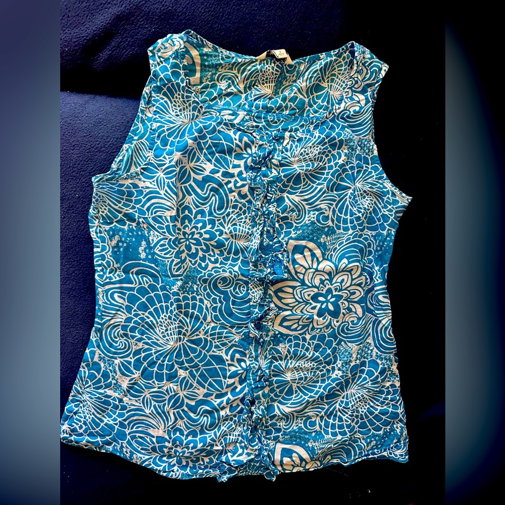 Banana Republic Blue Fitted Sleeveless Tank Top